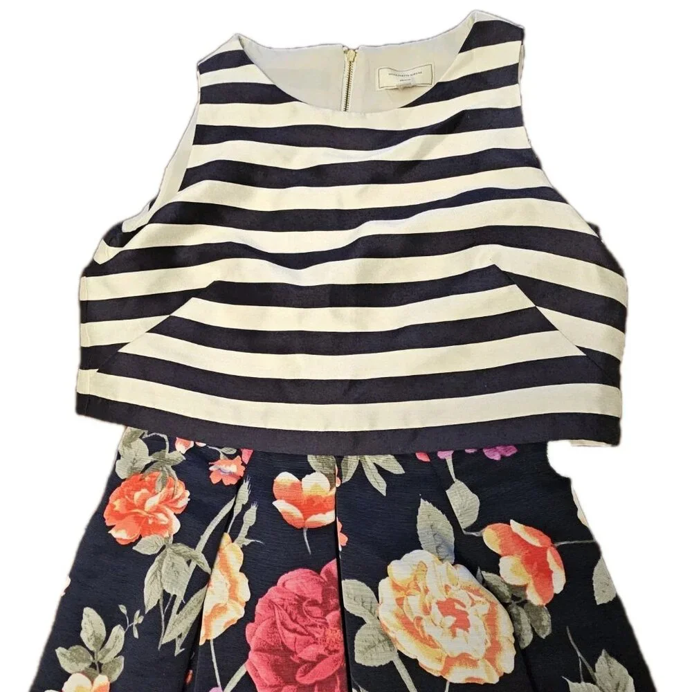 Anthropologie x Moulinette Soeurs Dress stripe floral sleeveless Size 4 - Picture 4 of 9